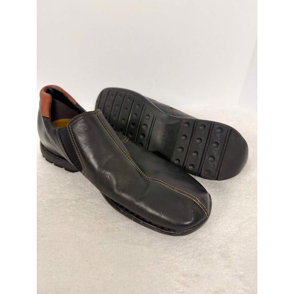 Cole Haan Zeno Split Toe Slip On Loafers Mens 11.5 Black Leather Dress Shoes - Picture 7 of 8